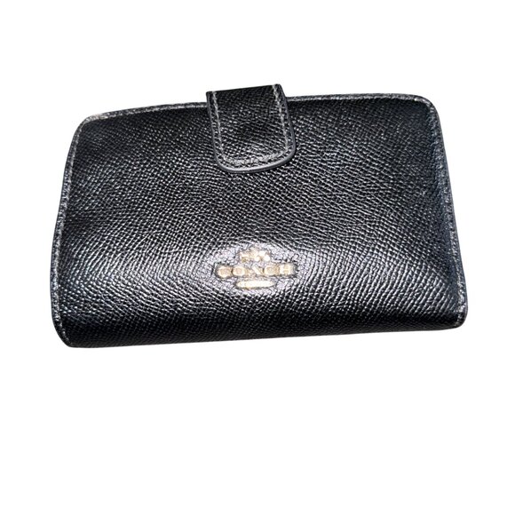 Coach Black Leather Patchwork Handbag & Matching Wallet Set With Gold Tone Hardw - Picture 4 of 6